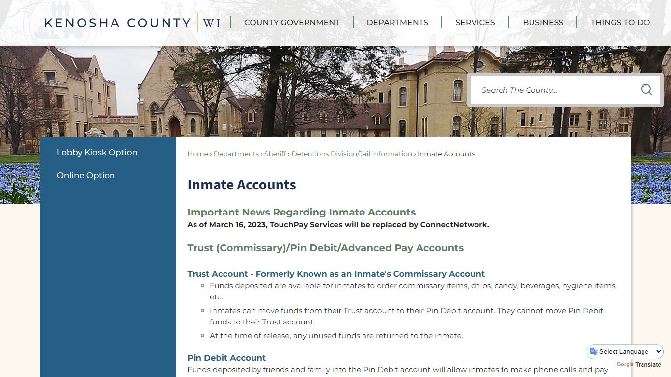 Inmate Accounts | Kenosha County, WI - Official Website