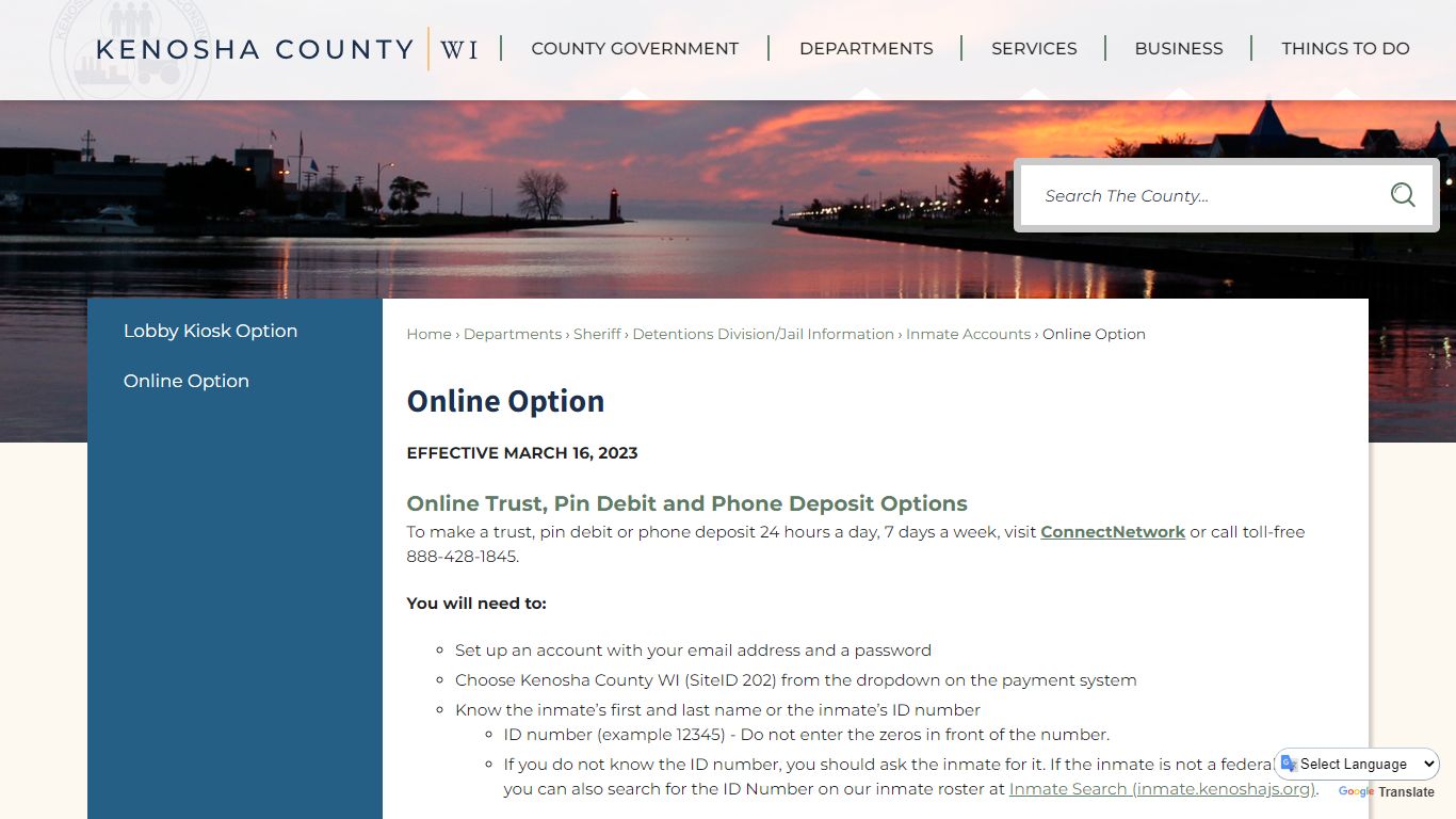Online Commissary Option | Kenosha County, WI - Official Website